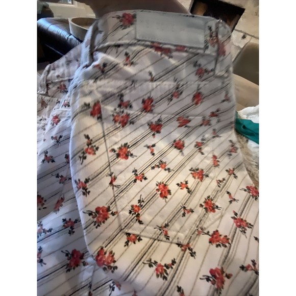 $300 REDONE Levi’s White Denim Raw Hem Jean button Fly Mini Skirt Floral 28 USA - Picture 5 of 11